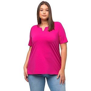 Ulla Popken T-shirt, A-lijn, tunika-kragen, haltermouwen, fuchsia-roze, 46+ dames, Fuchsia roze, 44