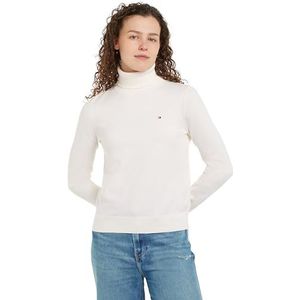 Tommy Hilfiger Dames CO Jersey Stitch ROLL-NK SWT WW0WW43211 pullovertrui, ivoor bloemblaadje, XXS, Geel (ivoorbloemblaadje), XXS
