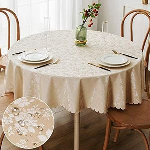 Tafelkleed rond anti-vlek rose met Ginkgo | Franse Tafelkleden