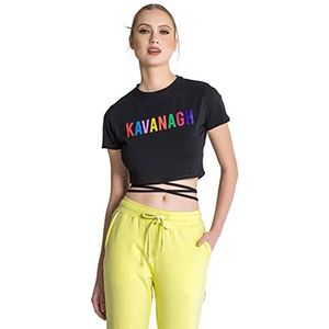 Gianni Kavanagh Black Chromatica Strap T-shirt voor dames, Zwart, L