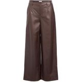 Object - Lisa Wide Coated Pant - Bruin - Slim Fit - Volwassenen