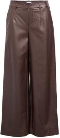 Object - Lisa Wide Coated Pant - Bruin - Slim Fit - Volwassenen