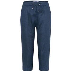 Raphaela by Brax Philippa Capri Slip voor dames, smokemanchetten, linnen stretch, slim broek, Donkerblauw, 29W / 32L