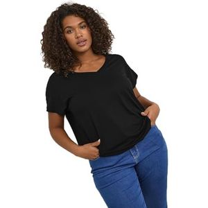 KAFFE - CURVE - Shirt - Zwart - V-hals - Losse Pasvorm