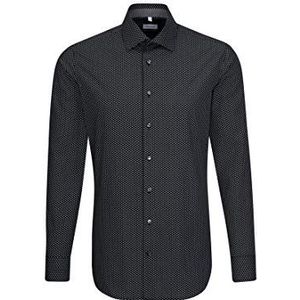 Seidensticker Herenoverhemd met lange mouwen, print, allover, zwart, 37