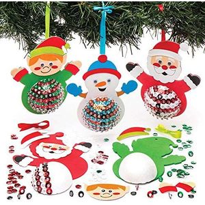 Baker Ross AR759 Kerstfiguren pailletten decoratieset (3 stuks) voor kinderen, kerstknutselen en decoraties,gesorteerd