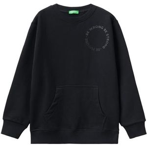 United Colors of Benetton Sweatshirt met capuchon voor kinderen en jongens, Zwart 100, 140 cm