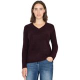CECIL Bouclé V-hals pullover Eggplant rood L