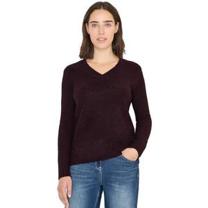 CECIL Bouclé V-hals pullover Eggplant rood L