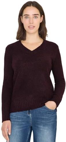CECIL Bouclé V-hals pullover Eggplant rood L