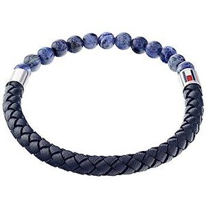 Tommy Hilfiger Sieraden Heren Lederen Kralen Armband Marineblauw - 2790475, Eén maat, Leer, Geen edelsteen