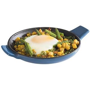 APS-serveerpan ""Cast Iron"" - Mini gietijzeren pan geëmailleerd, Ø 13 cm, hoogte: 2 cm, stapelbaar, geschikt voor oven, kom, blauw