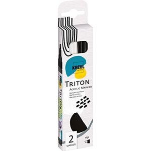 KREUL 17892 - Triton Acryl Marker edge, set van 2, wit en zwart, op waterbasis, zijdemat drogend, acryl kleurpotloden voor het ontwerpen van papier, hout, steen en nog veel meer.