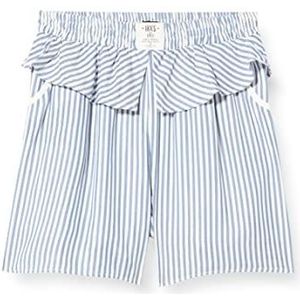 IKKS Junior Shorts blauw en wit, zilveren details en ruches, XU26002.11, gestreept, draad, 4 jaar