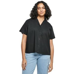 Urban Classics Linen Resort Linnen overhemd voor dames, gemengd resort, verkrijgbaar in vele verschillende kleuren, maten XS - 5XL, zwart, XS