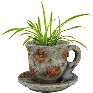 ABC Home Garden Plantenpot pot tuinfiguur decoratief voor binnen en buiten plantenbak, steen-look.