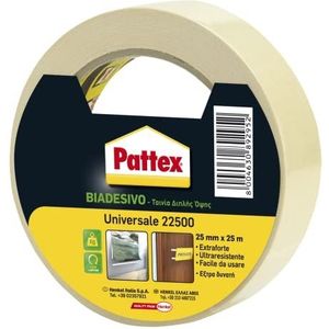 Pattex 22500 dubbelzijdig plakband, 25 mm x 25 m