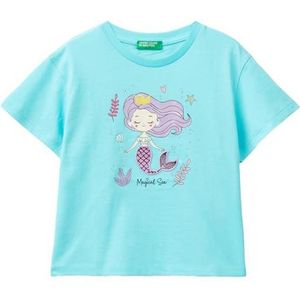 United Colors of Benetton T-shirt voor meisjes en meisjes, Blauw, 3 jaar