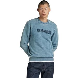 G-STAR RAW - Distressed Logo - Sweat - Blauw - Katoen