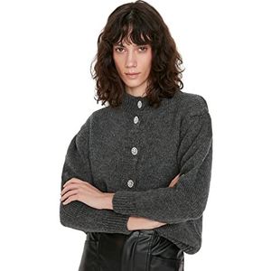 Trendyol Dames Regular Basic Crew Neck Knitwear Vest, Antraciet, L