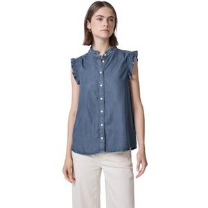 Street One Studio - Blouse - Blauw - Mouwloos - Ruches