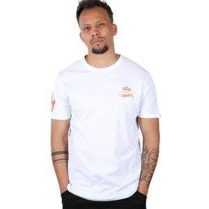ALPHA INDUSTRIES heren t-shirt flame white, wit, M