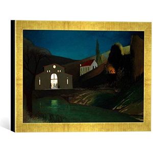 Ingelijst beeld van Tivadar Csontváry-Kosztka ""Het elektriciteitsnet van Jajce bij nacht"", kunstdruk in hoogwaardige handgemaakte fotolijst, 40x30 cm, Gold Raya