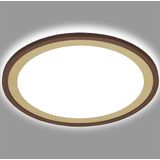BRILONER - LED plafondlamp met backlit effect, slanke LED plafondlamp, ultra plat, neutraal wit licht, Ø293 mm, bruin-goud