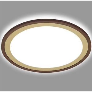 BRILONER - LED plafondlamp met backlit effect, slanke LED plafondlamp, ultra plat, neutraal wit licht, Ø293 mm, bruin-goud