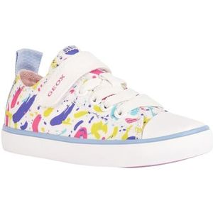 Geox J Gisli Girl A Sneakers voor meisjes, Wit Multicolor, 31 EU
