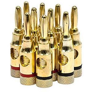 Monoprice Gold Plated Speaker Banana Plugs Verpakking van 5 stuks. 5 Pairs goud