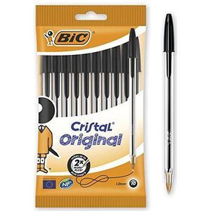 BIC Cristal Original Balpen Medium Punt (1.0mm) - Zwart, Pak van 10 Stuks