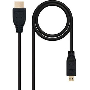 NanoCable 10.15.3501 Micro-HDMI-kabel naar HDMI V1.4, mannelijk naar mannelijk, zwart, 0,8 m