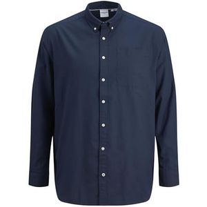 JACK&JONES PLUS Heren JJEOXFORD shirt L/S S21 PS NOOS hemd, Navy Blazer/Fit:Plus Size, 4XL