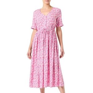 PIECES Pctala SS String Tie Midi-jurk Noos BC dames, Roze (Hot Pink/Aop: Multi Flower), S