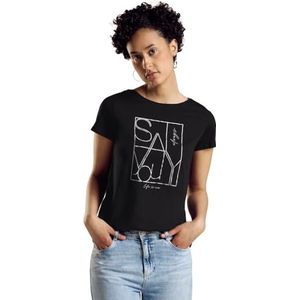 T-shirt met print, zwart, 44