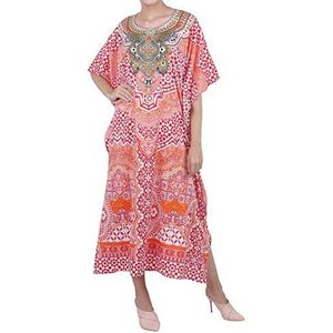 Miss Lavish London Dames kaftans kimono maxi-stijl jurken, S-3XL, normale tot grote maten kaftans, 131-rood, XL