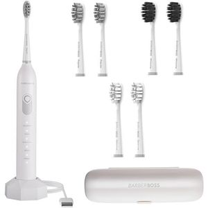 BarberBoss Elektrische tandenborstel met 6 opzetborstels en druksensor, oplaadbare tandenborstel voor volwassenen met 5 modi, slimme timer, tandenborstel met reisset