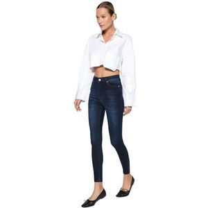 TRENDYOL Navy Blue High Waist Skinny Jeans TWOAW24JE00066, Navy Blue, 44, donkerblauw, 44