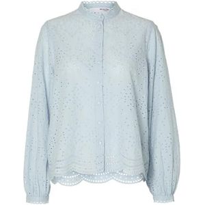 SELECTED FEMME Dames Slftatiana L/S Embr Shirt Noos blouse met lange mouwen, Cashmere Blue, 34