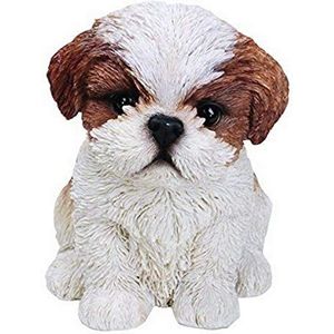 Hi-Line Zittend Shih Tzu Puppy beeldjebruin/wit