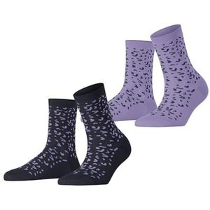 ESPRIT Dames Sokken Fun Pattern 2-Pack W SO Katoen Gedessineerd Multipack 2 Paar, Veelkleurig (Purple Blue 0040), 39-42
