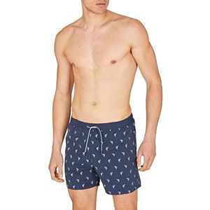 Emporio Armani Swimwear Men's Emporio Armani All Over Embroidery Eagle Boxer Short Swim Trunks, Navy Blue, 46, donkerblauw