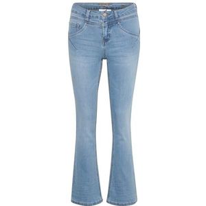 Cream Damesjeans, bootcut, volledige lengte, slim fit, regular tailleband, Austin Light Blue Denim, 30W