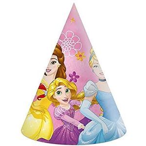 Procos - Party Disney Princess Live Your Story kegelpetten van FSC-papier, 6 stuks, meerkleurig, 93946