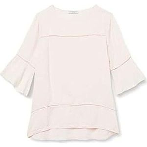 Bonateks, Tuniek met ronde kraag, kanten inzetstuk en ruches mouwen, 100% linnen, De-maat: 38, Amerikaanse maat: L, tops, satijn - gemaakt in Italië, Meerkleurig, 38