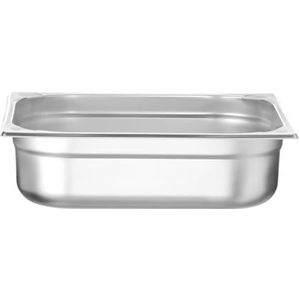 HENDI Gastronorm container, temperatuurbestendig van -40° tot 300°C, geschikt voor ovens, bain marie en vriezers, chafing dishes, versterkte hoeken, 9L, GN 2/3, 354x325x(H)100mm, roestvast staal