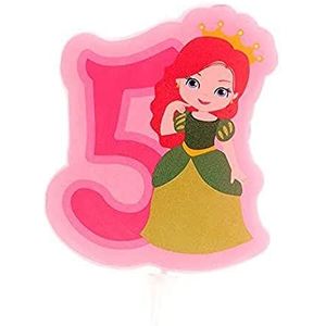 Dekora verjaardagskaarsen 2D-prinsessen voor kindertaart, maat 5