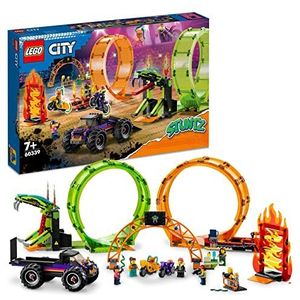 LEGO City Stuntz Dubbele looping stuntarena Bouwset, Constructie Speelgoed met Stuntmotor, Monstertruck en Schans; Cadeau Idee voor Kinderen, Jongens en Meisjes 60339