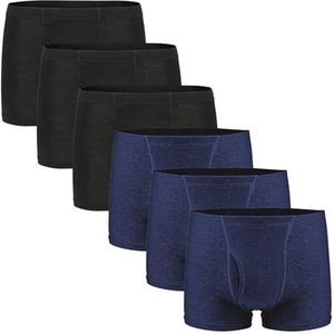 6 stuks incontinentiebroek voor heren, incontinentiebroekje, met absorberende pad, 300 ml, urinevolume, katoen, wasbaar, herbruikbaar, lekvrij, incontinentiebroek voor heren, zwart en blauw, maat 2XL